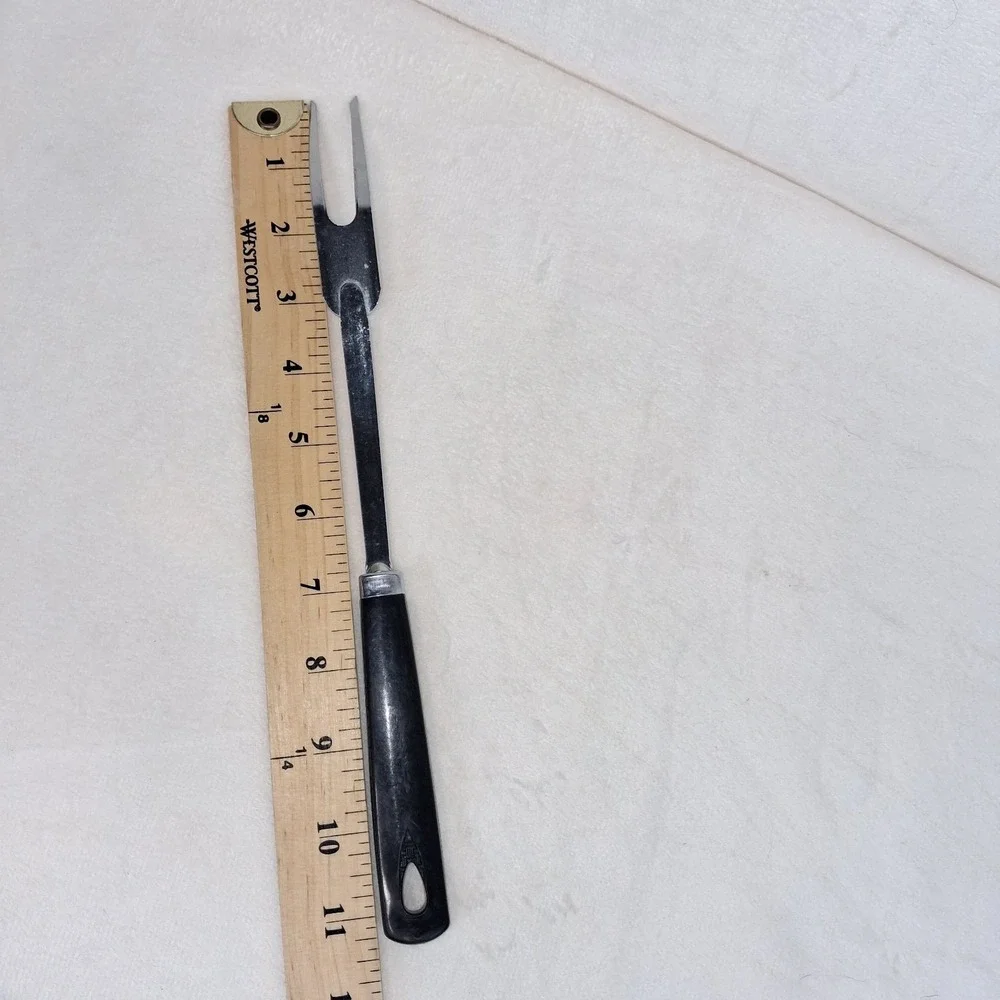 Vintage ECKO Meat Fork Made In USA Black Handle Retro Kitchen Cooking Tool